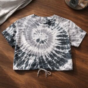 PINK Victoria's Secret Black and Gray Tie-Dye Crop Top